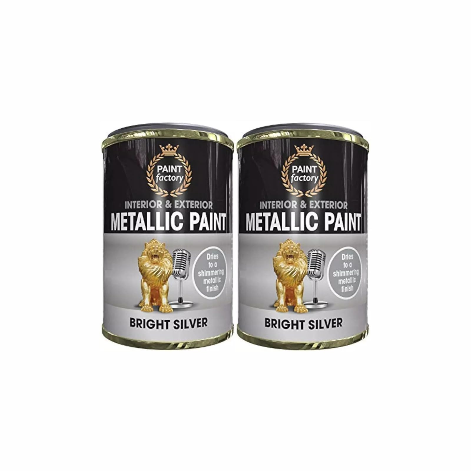RIZZIIZ Bright Silver Metallic Tin Paint, Dries To Shimmering Finish, Bright Colour, Quick Drying, Non Cracking, Long Lasting Coating, Interior And Exterior Use, 300ml (2PCS)