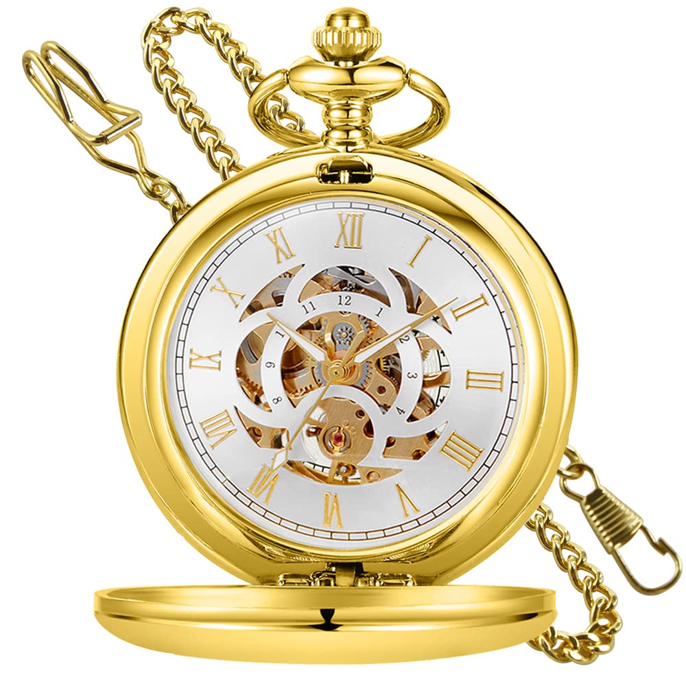 Tiong Custom Smooth Pocket Watch Design Customized Mechanical Hand Wind Watch Antique Souvenir New Year Gifts, gold white (B0BVVF78Y6) Amazon Price History, Amazon Price Tracker