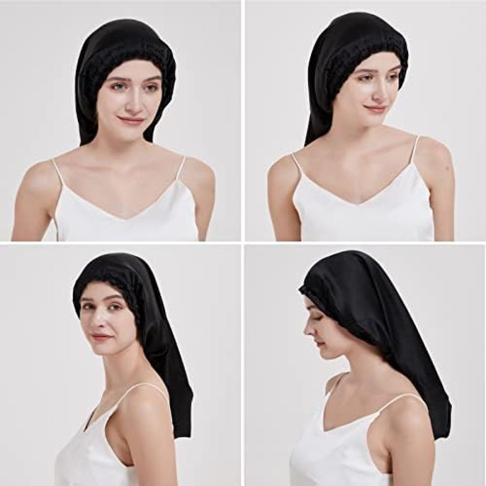 DIE Satinhaube Zum Schlafen, Haarhaube Aus 100% Seide, Verstellbar Für Haare, Lange Seidenhaarwickel,Sekt,Einstellbar,Constructive23