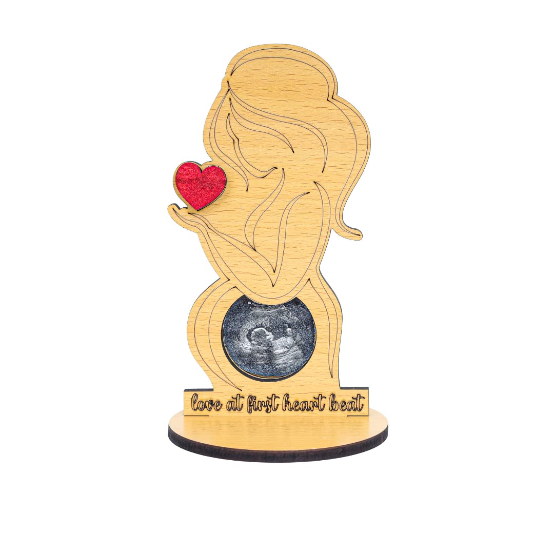The Baby First Box Wood Rectangular Baby Love At First Sight Photo Frame | Pregnancy Gift | Baby Shower Gift | Gift for Pregnant Woman (Ultrasound Picture Frame 02)Wall Mount 18Lx10WCentimeter, Multi