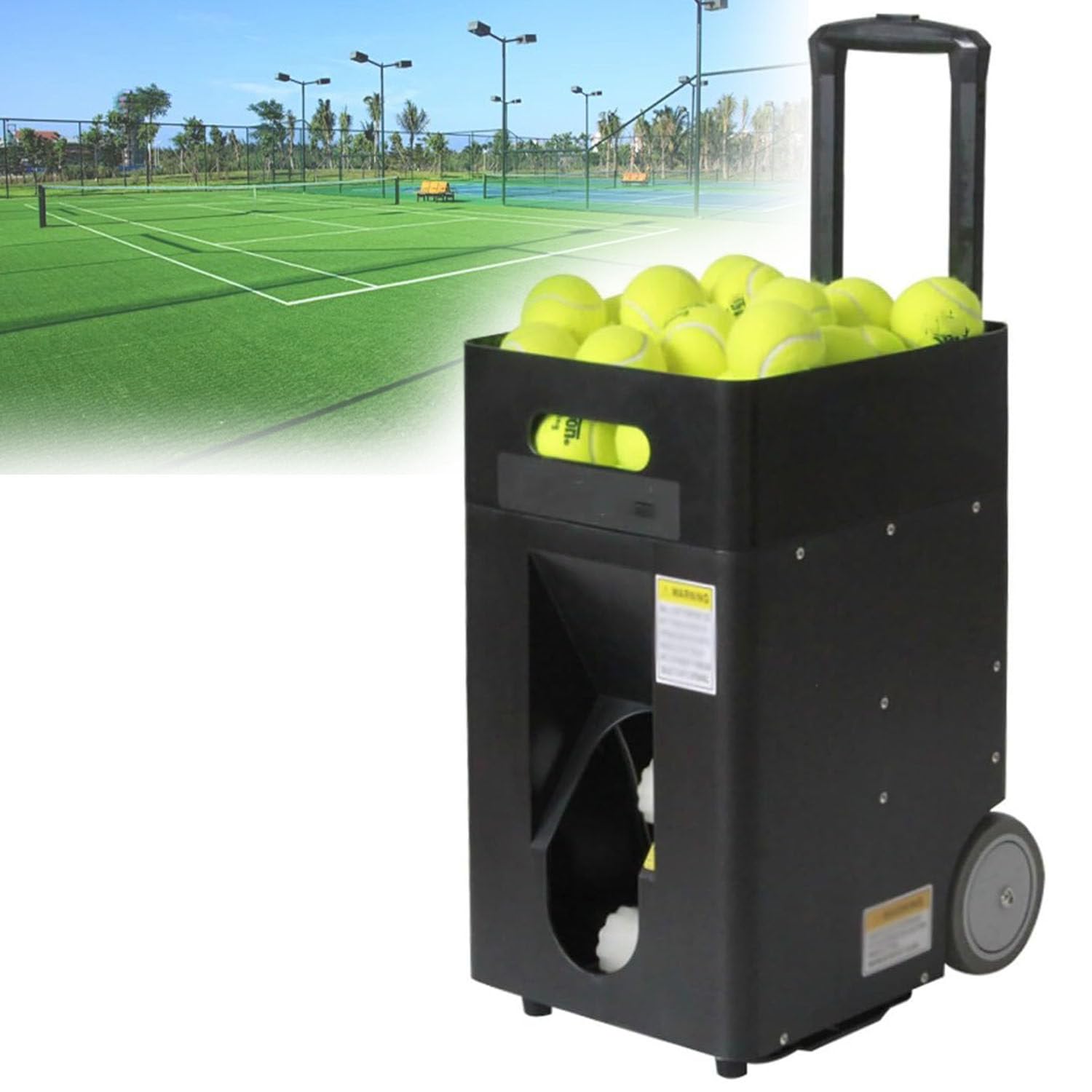 Máquina portátil para lanzar pelotas de tenis,lanzador automático de pelotas de tenis,ángulo de lanzamiento/velocidad/frecuencia ajustables,capacidad para 50,para entrenamiento deportivo en solitario