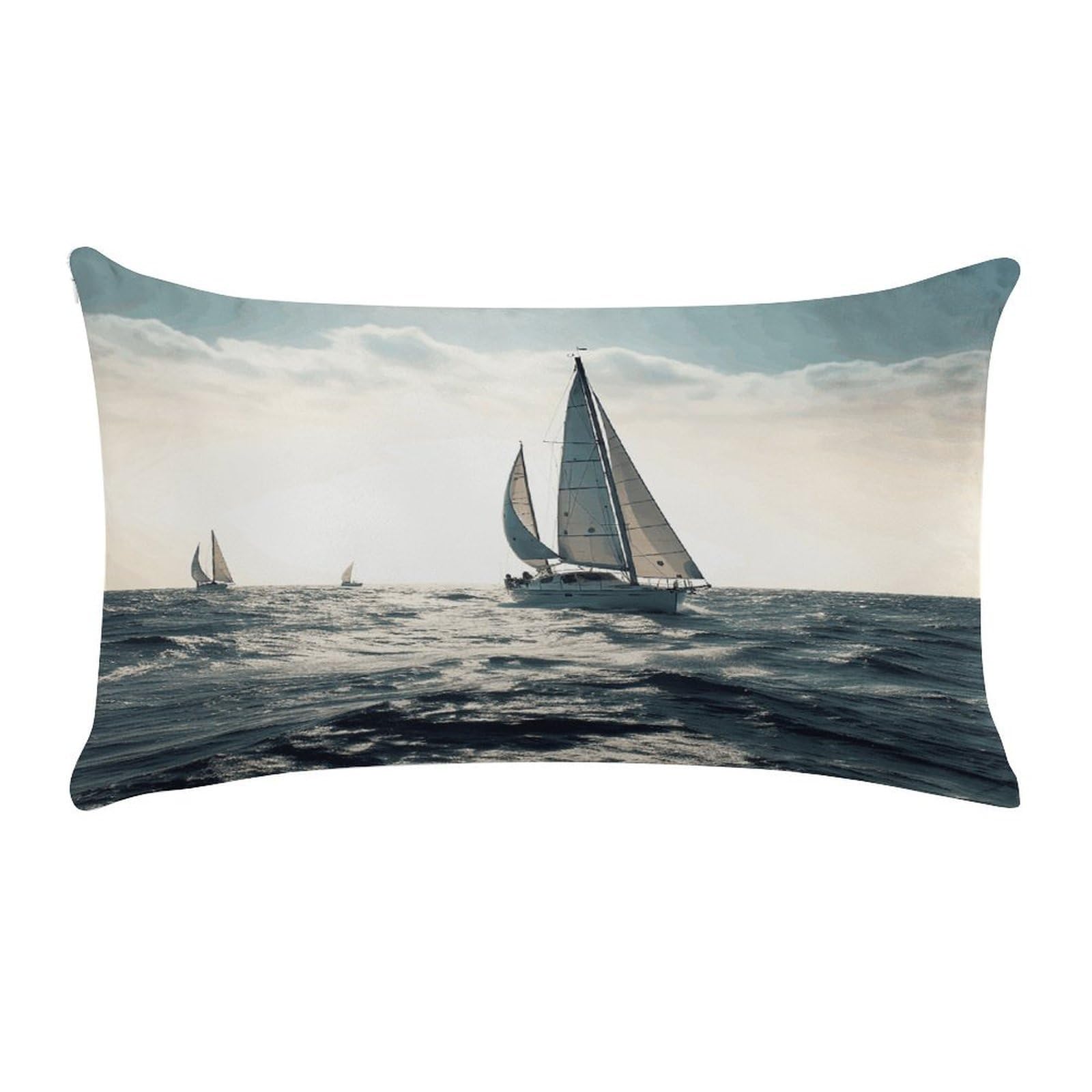VstaDank Ocean Sailing Throw Pillow Cover Rectangular Lumbar Throw Pillow Case Soft Farmhouse Accent Decorative Cushion Cases Short Plush Pillowcase with Zipper 12 X 20 Inch