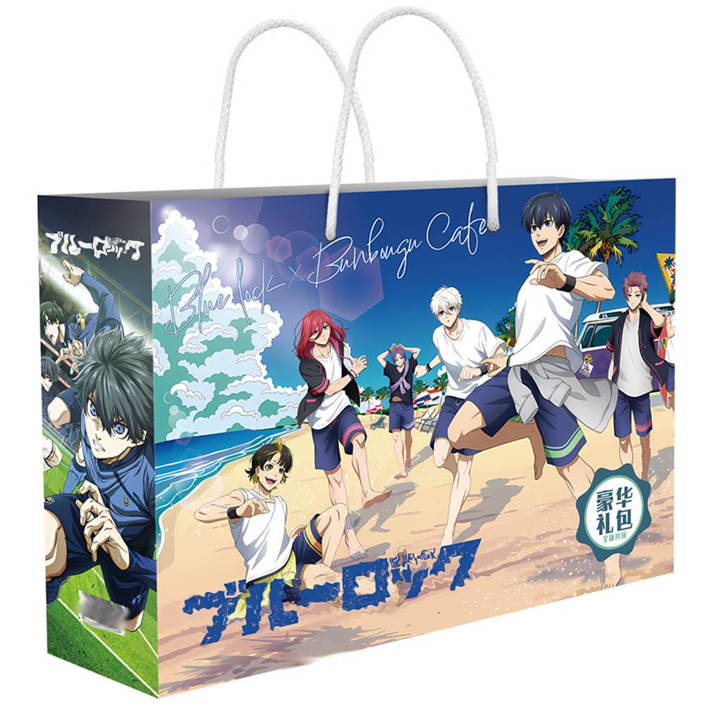 18 Blue Locks Lucky Bag Decor | Anime Figure Acrylic Stand, Stickers, Cards, Bracelet, Curriculum, Poster, Badges, Bookmark | Blue Locks Merch Box Set (Blue-1)