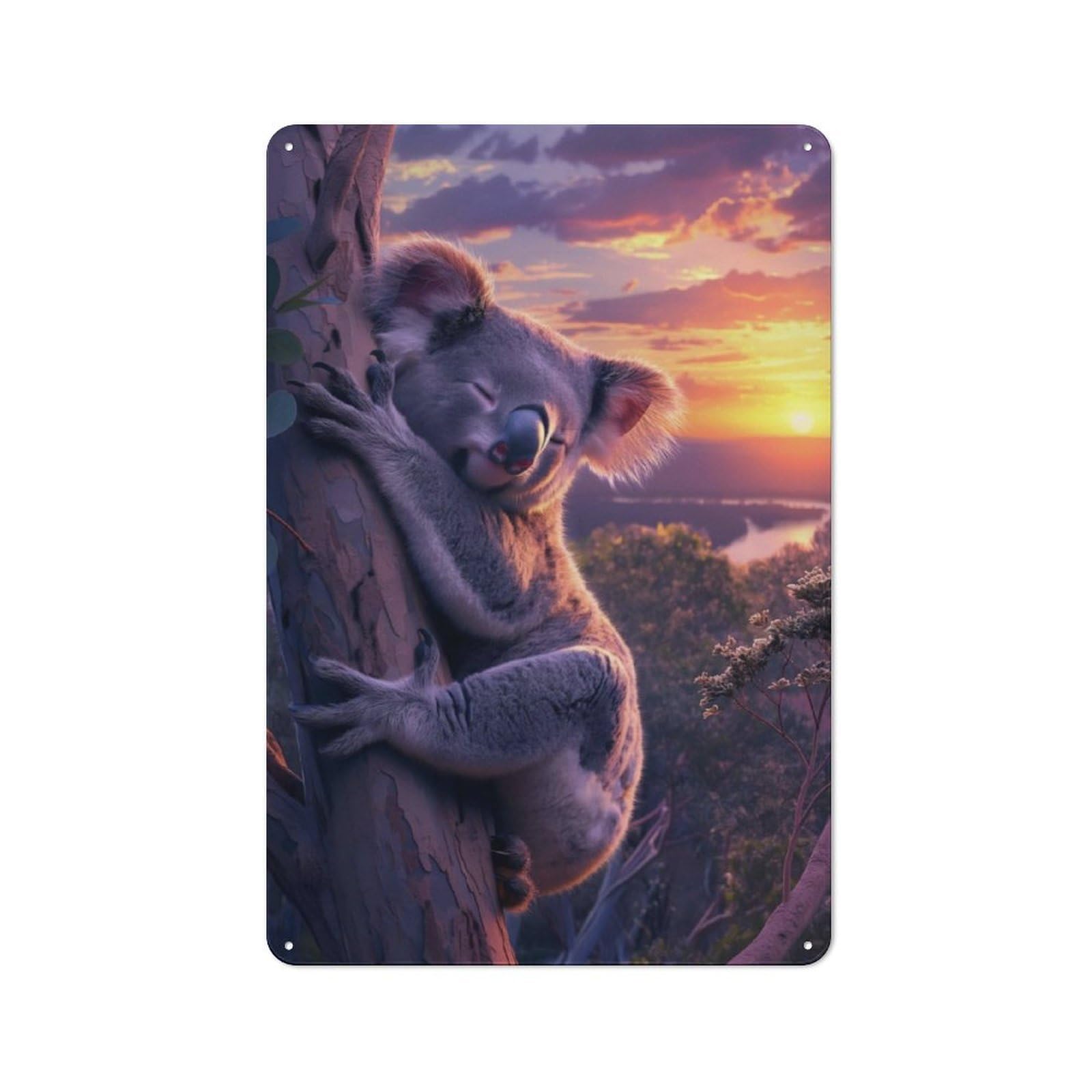 Junmoney Koalas Sunset Embrace Printed Metal Sign 30X20cm For Studio Or Craft Room, For Creative-Space Collectors