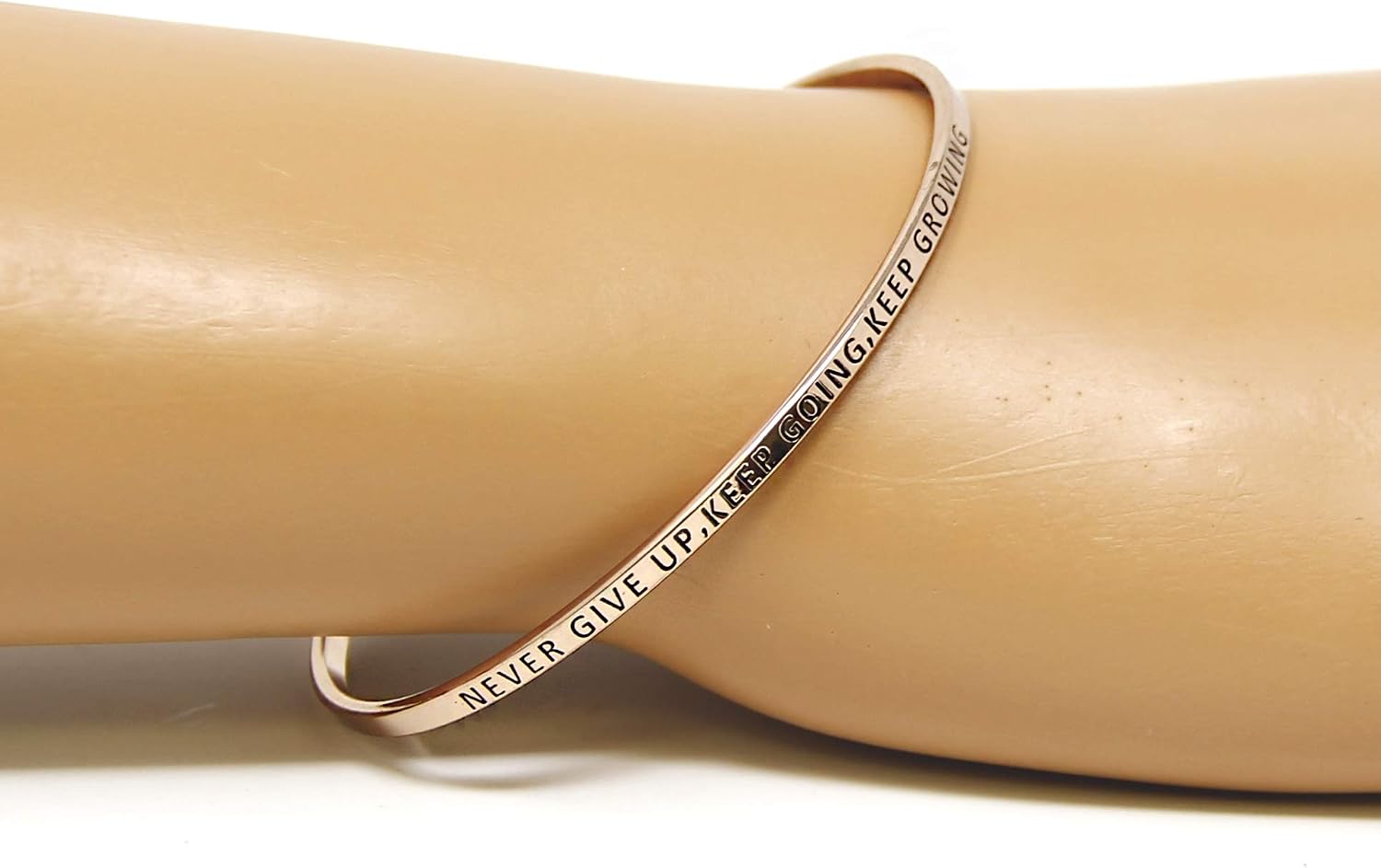by you Inspirational Positive Quote Message Engraved Thin Cuff Bangle Hook Bracelet image 5