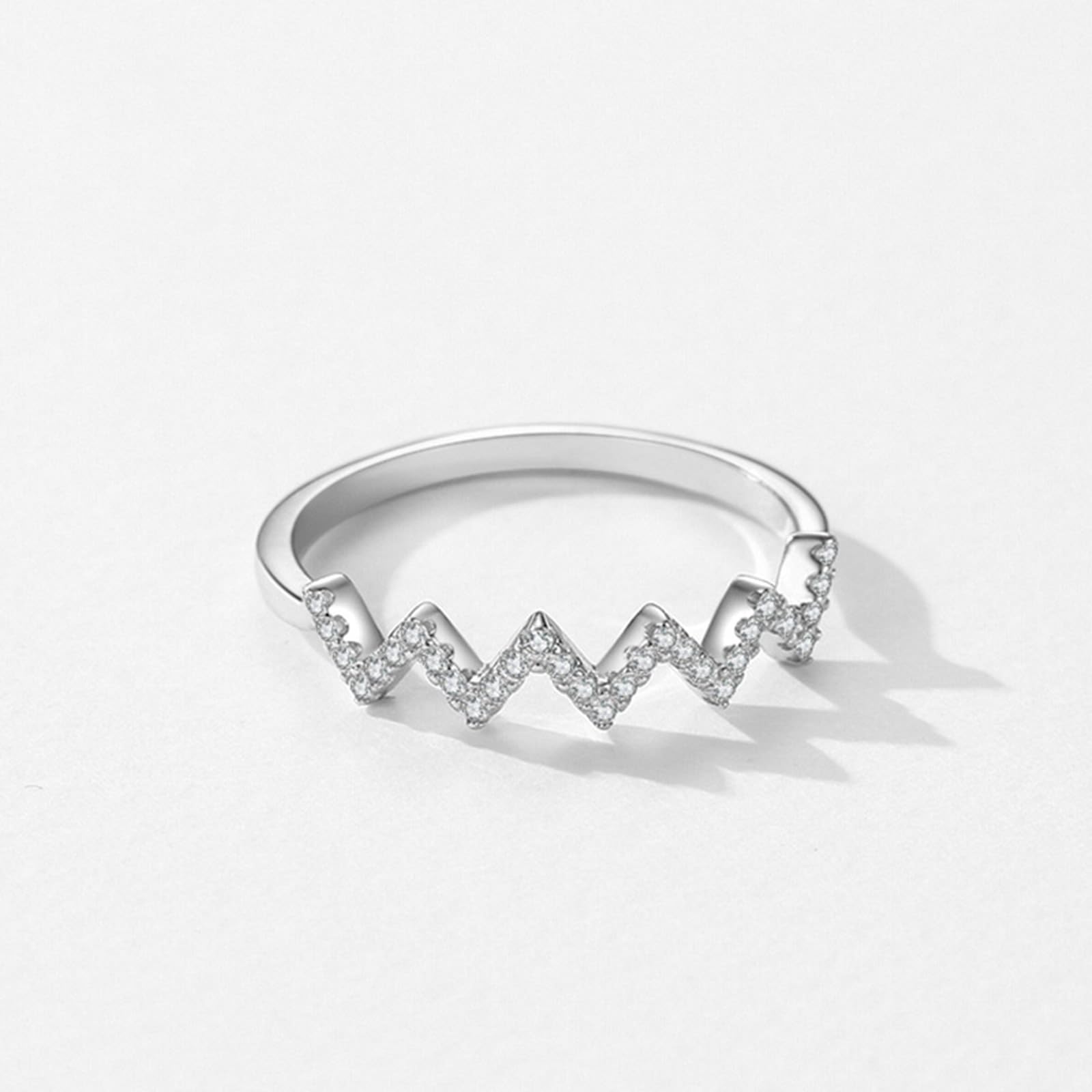 Coppia di fedi nuziali in oro bianco Au 375/585/750, classiche onde con moissanite, anello solitario in oro bianco 9 K/14 K/18 K, misure 47-65