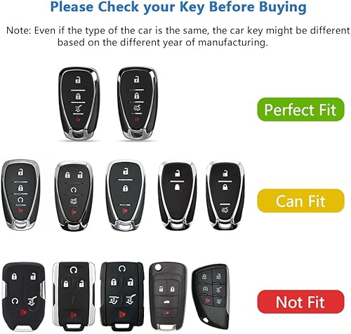 Miniatura 2 de PIFOOG Funda de llave para Chevy Chevrolet Malibu Blazer Camaro Equinox Traverse Bolt Trax Cruze 4 botones brillantes llaves de coche llavero