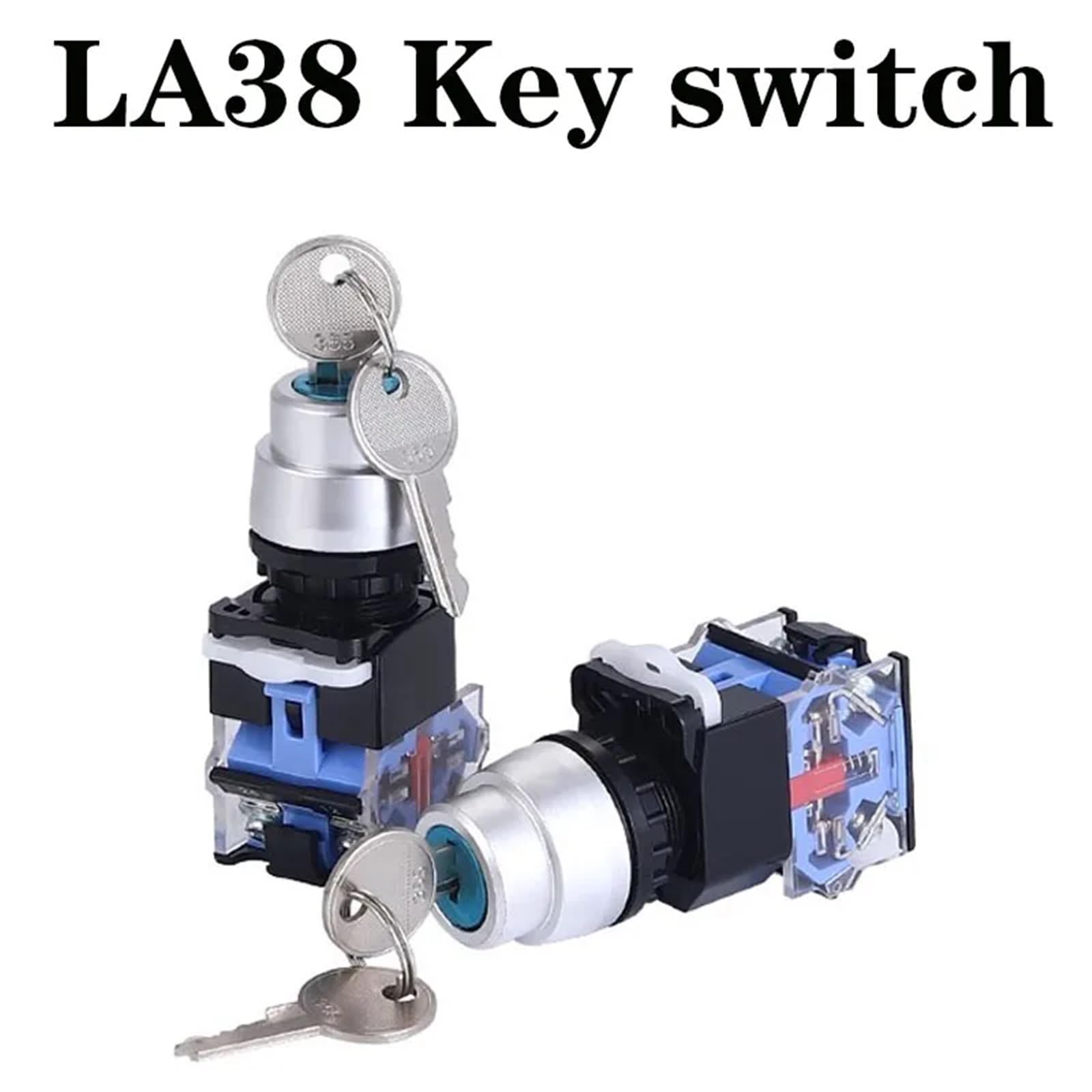 Interruptor de perilla con autobloqueo y enclavamiento LA38-11Y2/LA38-20Y3 de 22 mm con llave, 10 A/440 V, selector de 2 y 3 posiciones.(3 Positions)