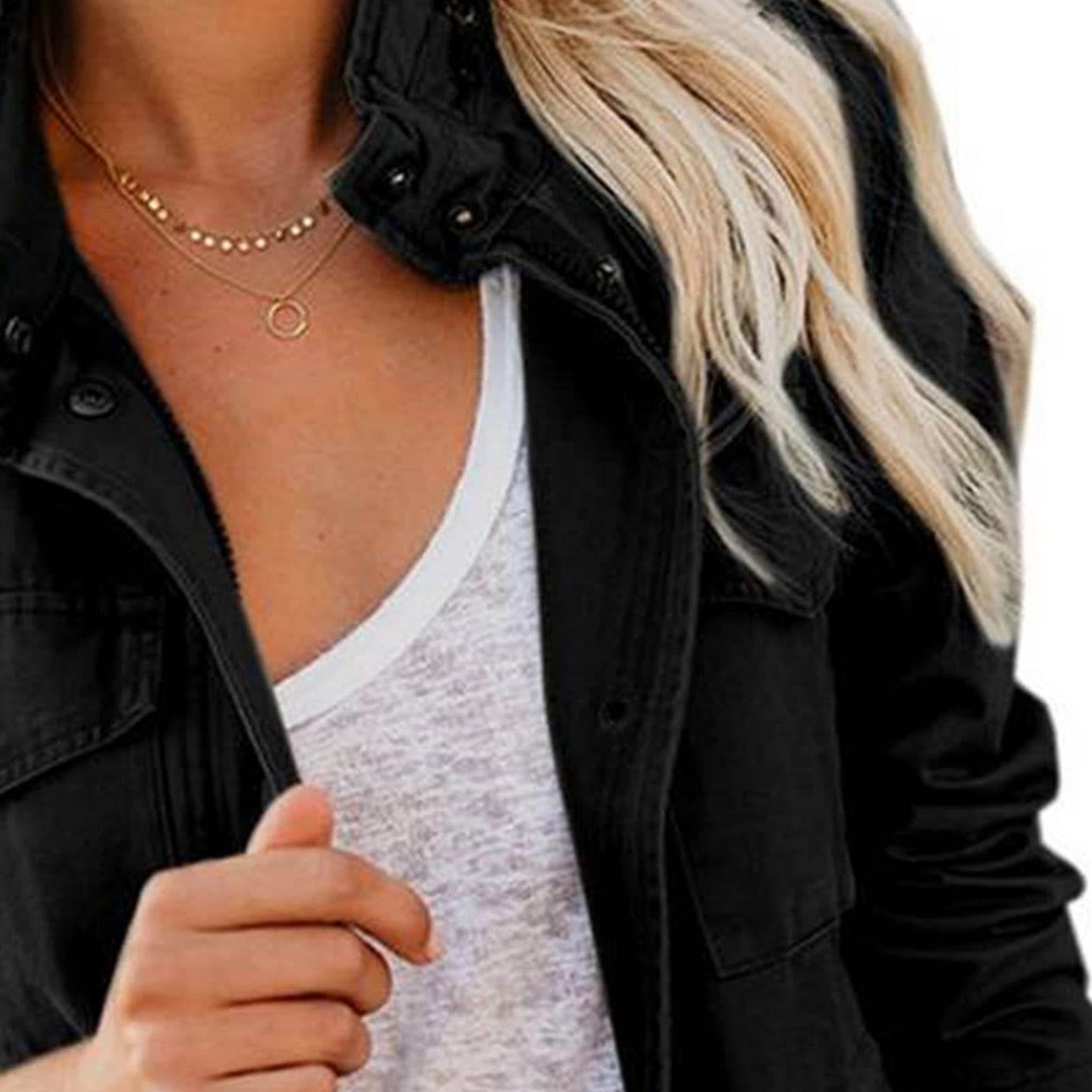DGKaxiyaHM Veste Militaire Multi-Poches Pour Femmes Anorak De Terrain Utilitaire à Manches Longues Et Fermeture éClair Veste Slim Spring Fall Outwear
