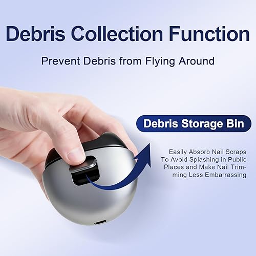 Miniatura 7 de Cortador de uñas eléctrico automático, recortador de uñas eléctrico, seguro y preciso con luz LED, silencioso y portátil, almacenamiento de recortes
