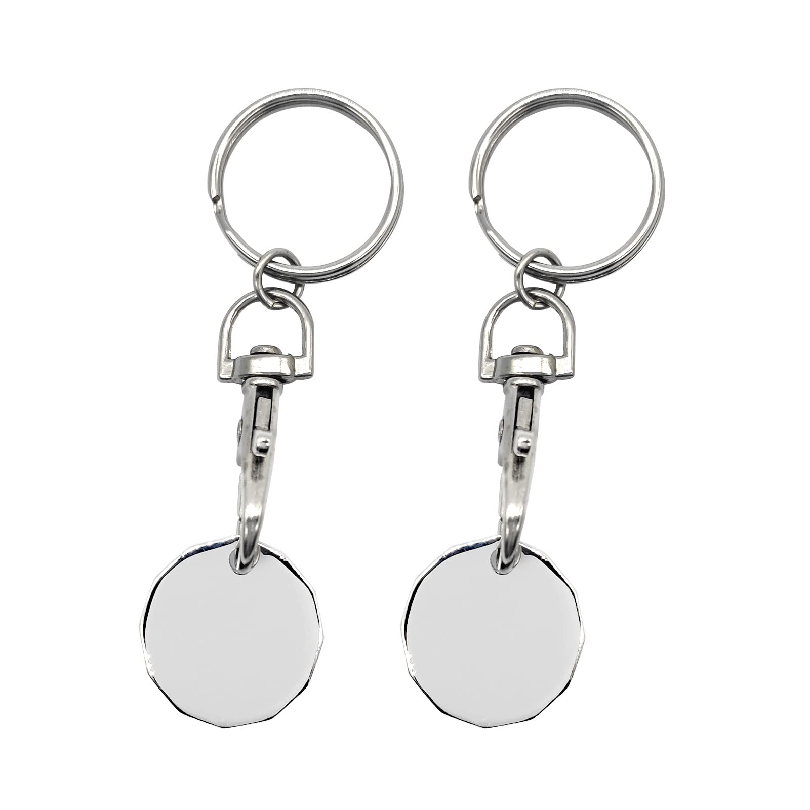 2pcs UK Trolley Coin Keyring Set Shopping Trolley Token Keyrings Cart Trolley Locker Key Trolly Shopping New £1 Coin Shape 12 Sided for Leisure Centre Supernarket Gym