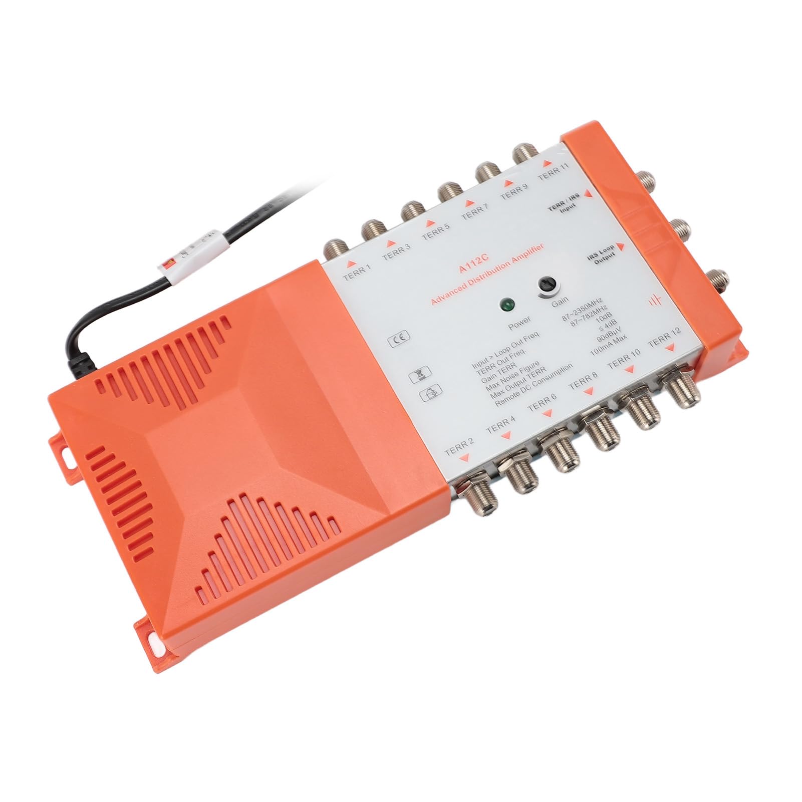 Amplificador de Distribución, Amplificador de Distribución de 12 Canales 87MHz - 782MHz, Cascada de Bucle IRS, para Conexión de Múltiples Televisores o Decodificadores (Enchufe