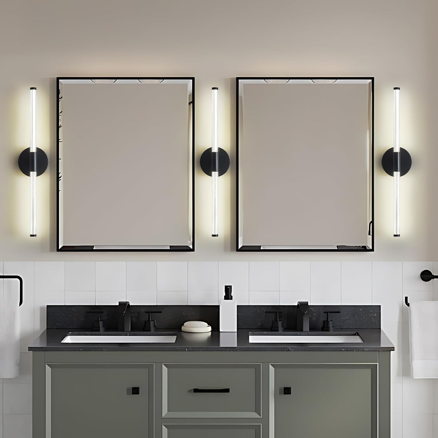 Lanhall LED Bathroom Light Fixture Modern Black Vanity Light Over Mirror Acrylic Wall Sconce Lights for Living Room, Bedroom, Bedside Brightness Dimmable 360° Full Lighting