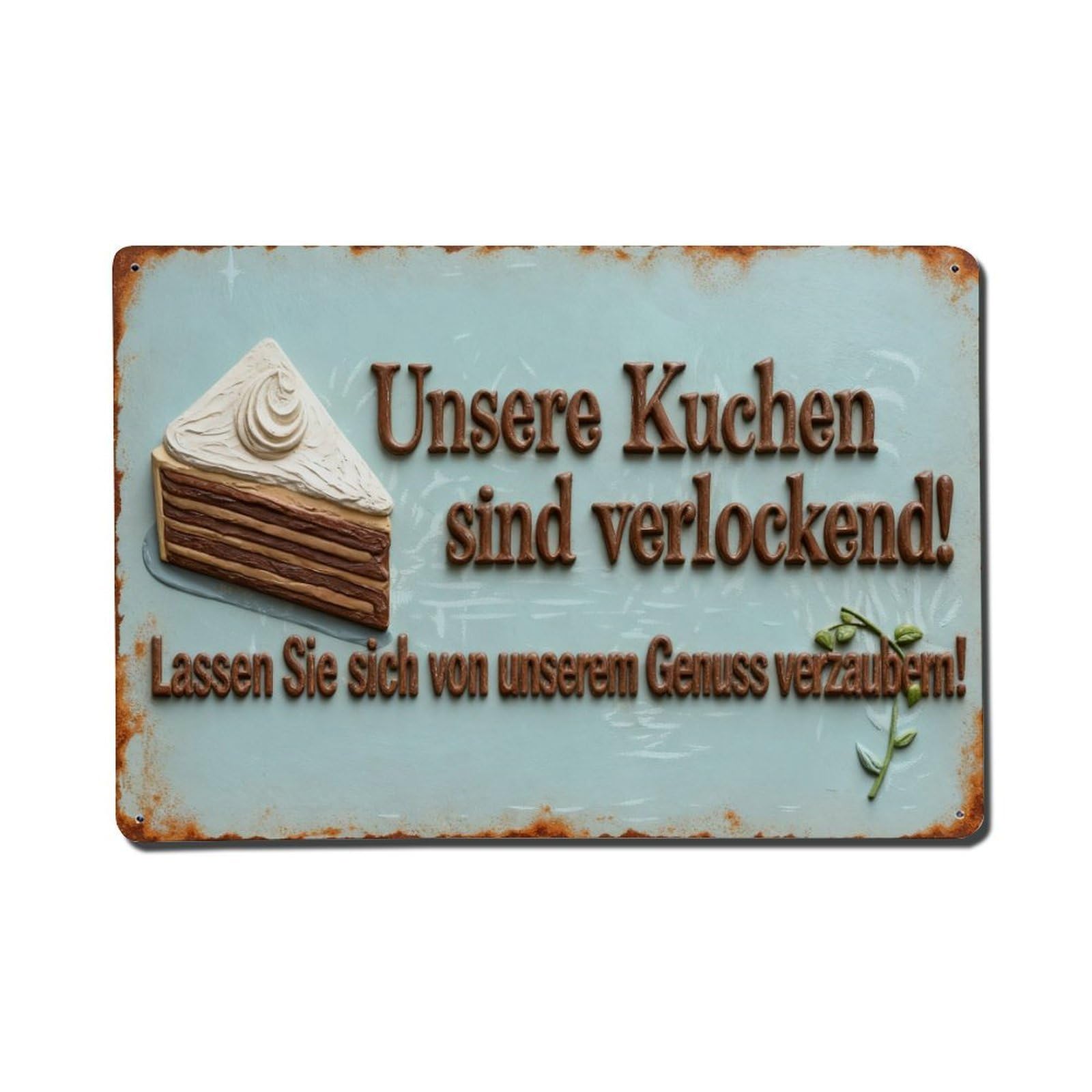 Cake Slice With Cream And Layers Metal Tin Sign Plaque
