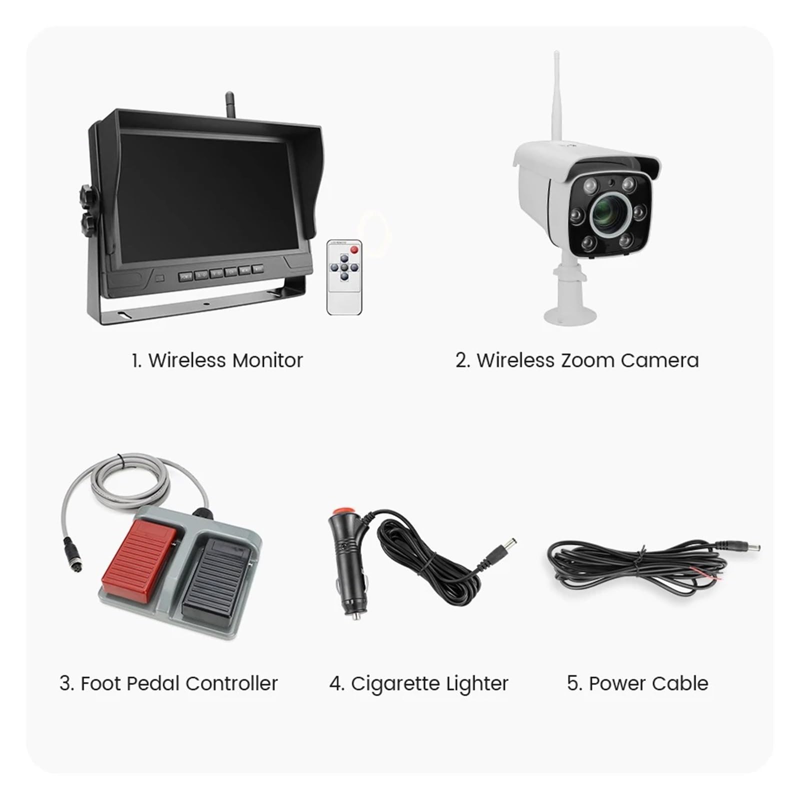 Camara Marcha Atras Cámara Grúa Inalámbrica, Monitor DVR 9 Pulgadas, Zoom 30X, Amplificación, Zoom AHD, WiFi, Conjunto Pantalla para Grúa Torre, Caravana Piedra