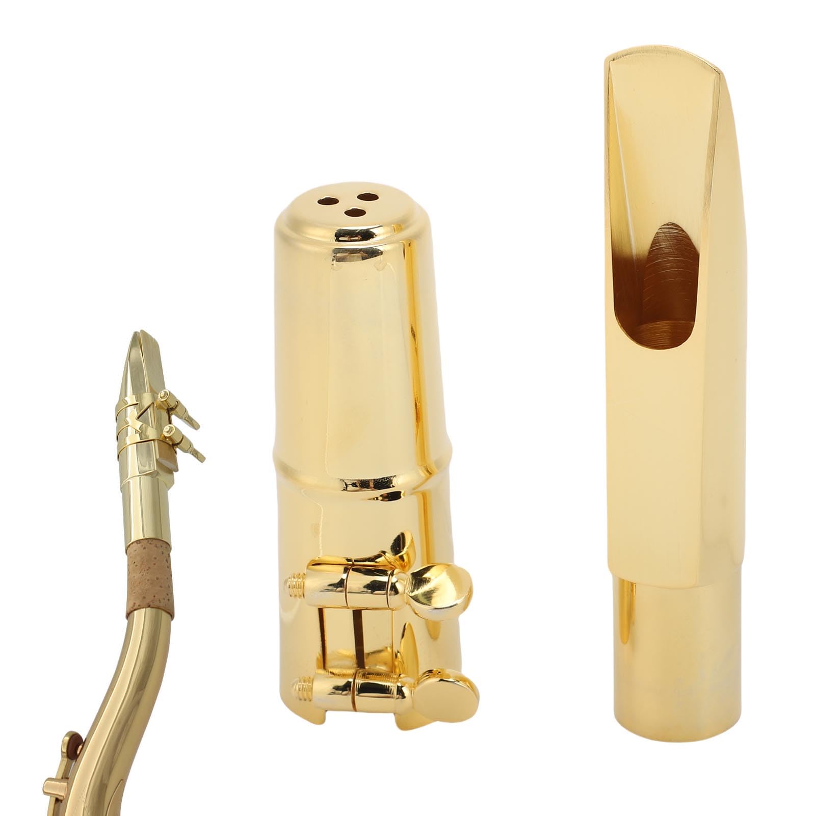 Boquilla de saxofón Tenor Latón Metal Grado Profesional Alto Rendimiento Si Bemol Accesorios para Instrumentos de Viento de Madera para Principiantes y Profesionales