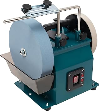 Water Cooled Sharpening System, 10 Knife Sharpener for Edge Tools with 8" Leather Wheel, 240W Wet/Dry Stone Grinder for Scissors, Knives Sharpening Chisels and Planer Blades Grinding Knives