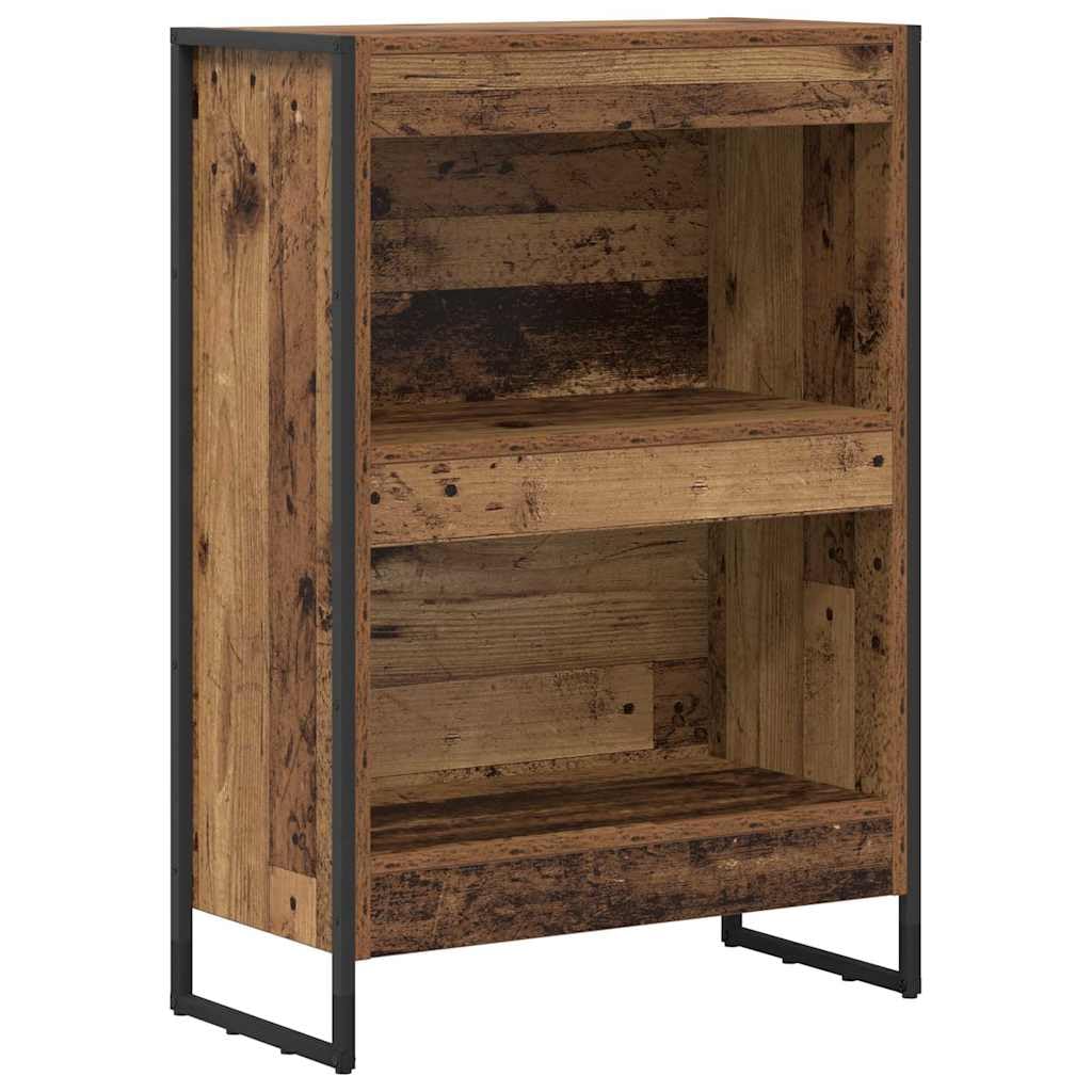 Regał na książki o wyglądzie drewna o wyglądzie drewna, 80 x 30 x 155 cm, regał przemysłowy z drewna ze stalową ramą, otwarty design, do salonu, biura, sypialni