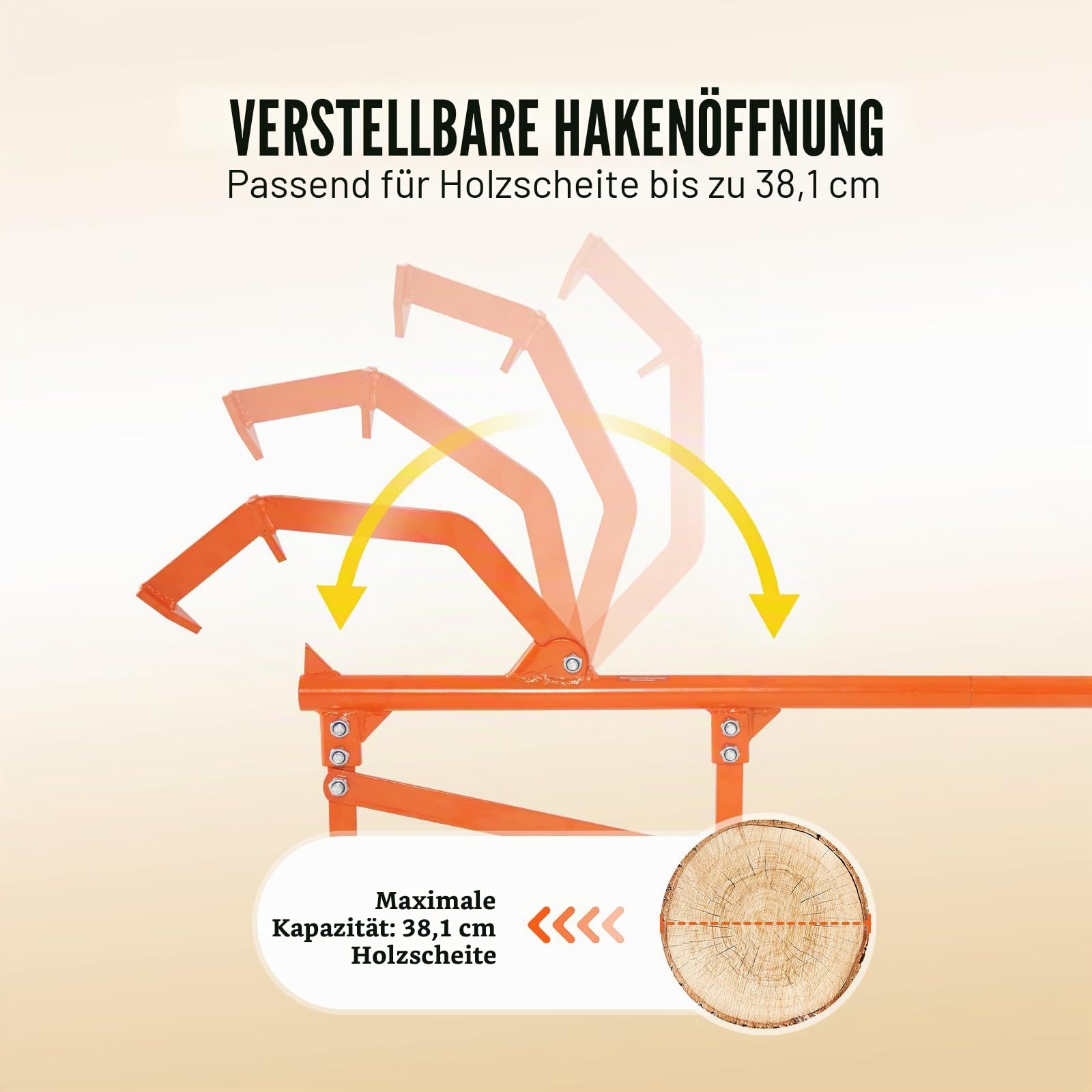 VEVOR Fällheber, 1180 mm, Stammheber aus Stahl, Stammwender mit verstellbarem Wendehaken, Forsthaken, Fällhilfe für Stämme bis zu φ 38 cm, Fällhilfe zum Rollen, Schneiden & Anheben von Stämmen