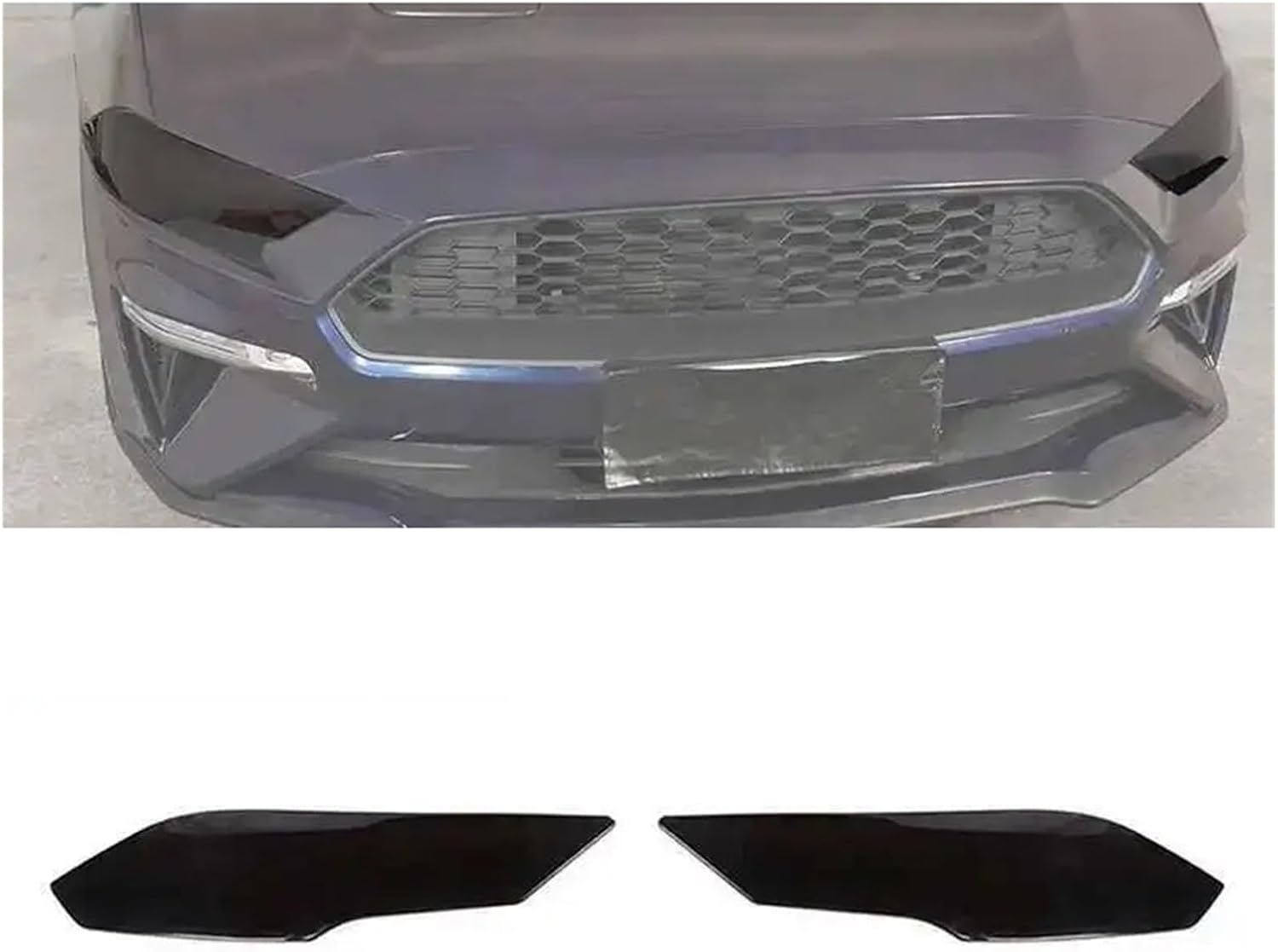 Smoky Black Car Headlight Light Lamp Decoration Cover Compatible With Ford Mustang 2018 2019 2020 2021 2022 2023 Up Accessories