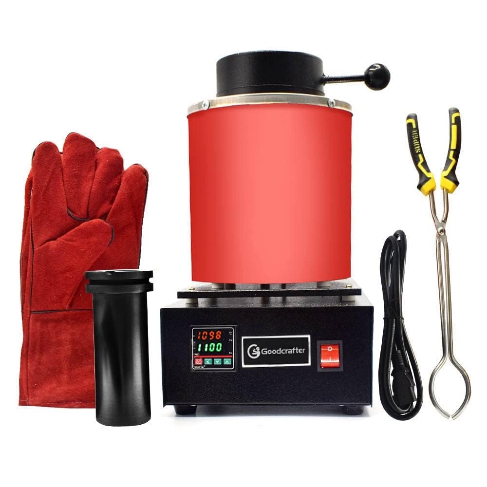 Eiwitany Electric Gold Melting Furnace - Digital Metal Smelting Machine for Scrap Gold, Silver, Copper, Aluminum - for Jewelry and Metal Refining (Red 3KG)