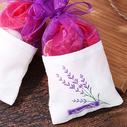 Miniatura 5 de Sachet - Bolsas vacías de malla de lavanda, bolsas de lino y organza de gasa para lavanda, especias y hierbas (12 bolsas con cordón morado)