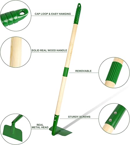 Miniatura 7 de Duckura Juego de herramientas de jardinería para niños, juego de 10 piezas de carretilla para niños con pala, rastrillo, rastrillo de hojas,