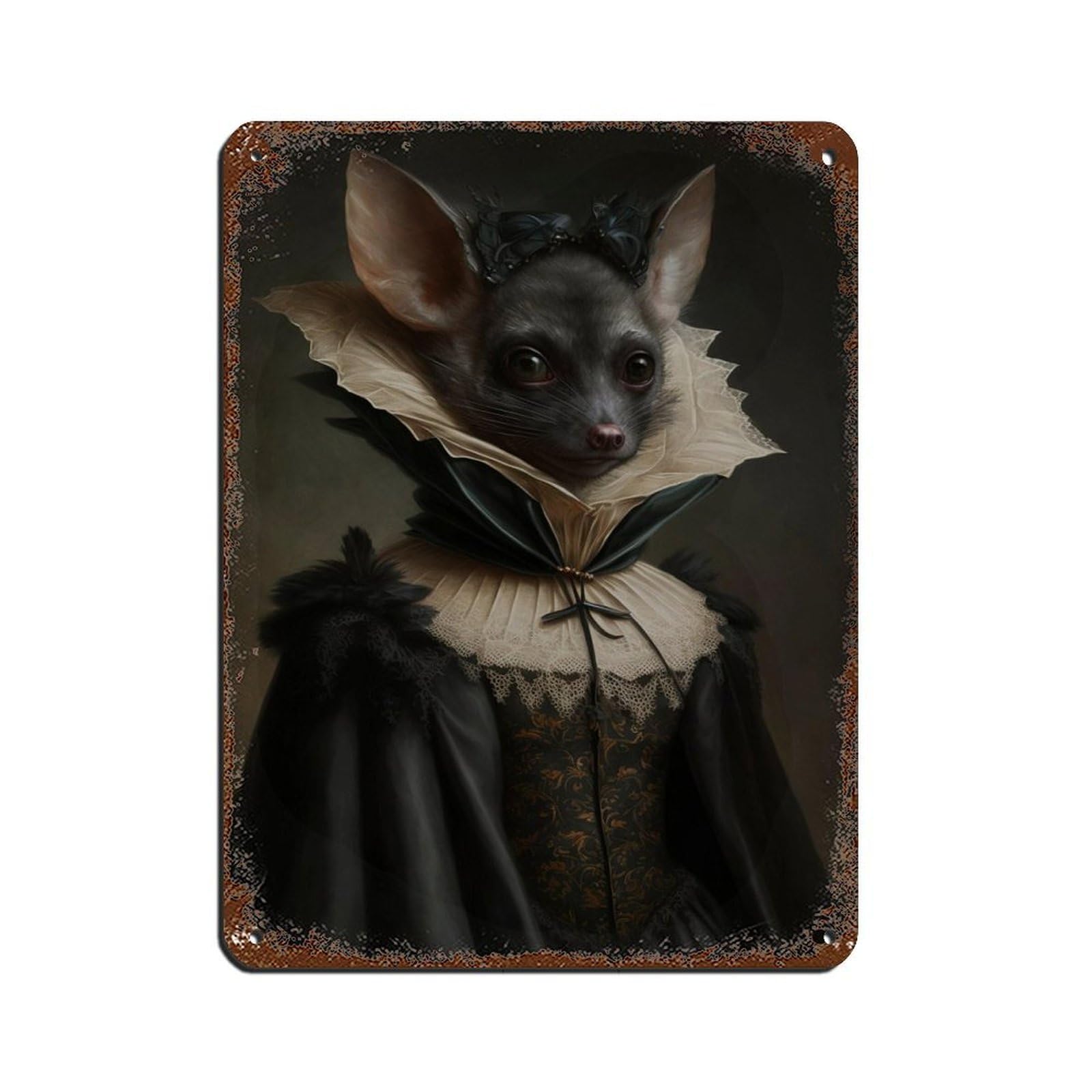 Lxwnze 30L X 40W Cm Gothic Bat In Dress, Vintage Poster Retro Poster Metal Tin Sign Chic Art Retro Iron Painting Bar People Cave Cafe Family Garage Poster Wall Decoration 12X16inch(30X40cm)