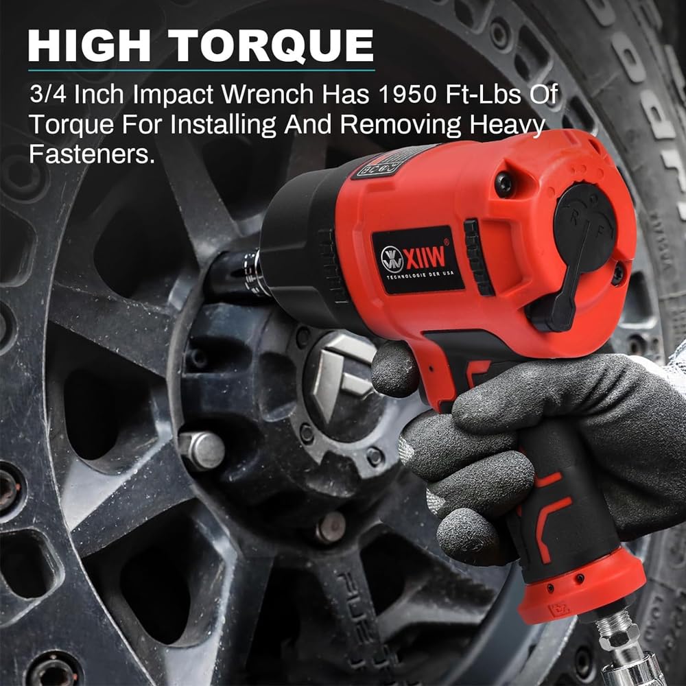 XIIW 3/4 Inch Air Impact Wrench, Max Nut-busting Torque 1950 ft