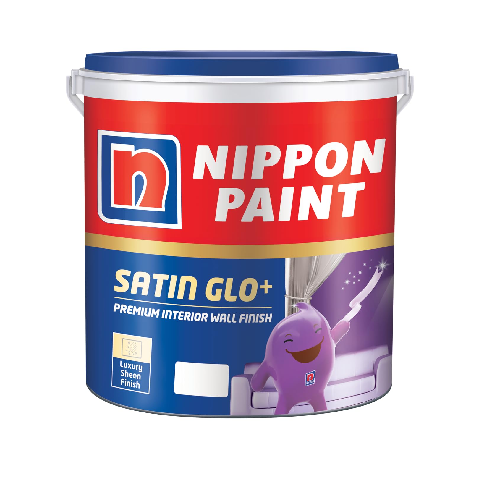 Nippon Paint Satin Glo+ Premium Interior Emulsion Paint(20L, White, Luxury Sheen)-Ultra Low VOC, Washable Paint, Safe for Kids-20% higher Coverage-For Living Room, Bedroom, Home Walls-20 Ltr
