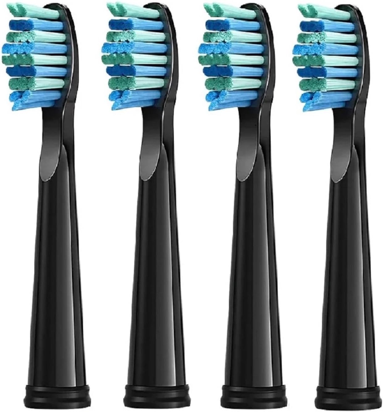 Compatible for Seago & Fairywill Electric Toothbrush, Replacement Heads with Dupont Bristles, 3/4 PCS Pack(4 Pcs Black)
