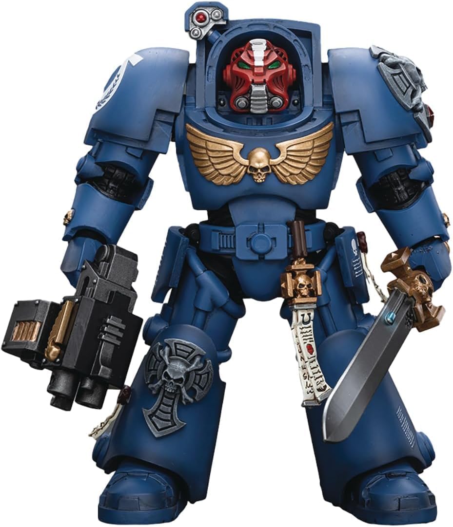 JOYTOY Action Figures Warhammer 40K 5.6inch Ultramarines Terminator Squad 1/18 Movable Model Collectible Figurine Ages 15+ (Sergeant with Power Sword and Teleport Homer)