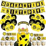 Quarantine Birthday Party Decotation Quarantine Birthday Banner Balloons Happy Birthday Cake Topper