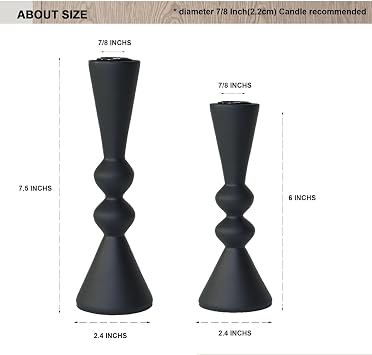Candle Holder Black Candlestick Holders,Taper Candle Holders Set of 2- Candle Sticks Holder Decor for Home,Small Modern Wood Candle Stick Candle Holder for Candlesticks(7.5/6 H)