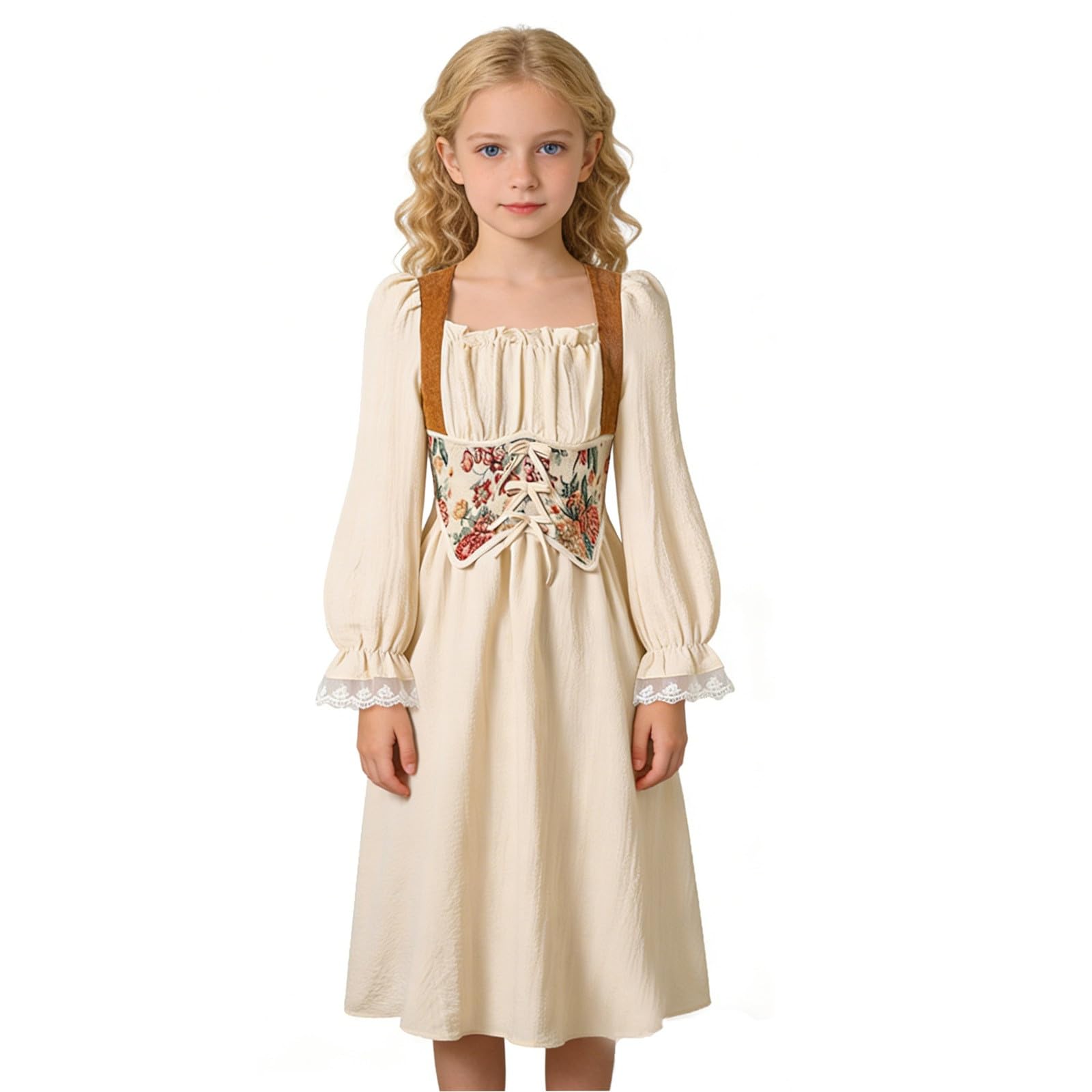 Girls Dress French Palace Medieval Vintage Long Sleeve Princess Dress Elegant Quality Spring Autumn 7-12 Years