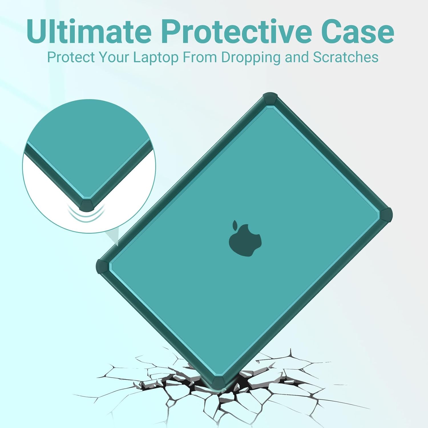 MOSISO Compatible with MacBook Air 13 inch Case 2026 2025 2024-2022 M4 A3240 M3 A3113 M2 A2681, Crack-Resistant Heavy Duty Protective Hard Case with TPU Bumper&Keyboard Cover&Screen Film, Teal Green - Image 4