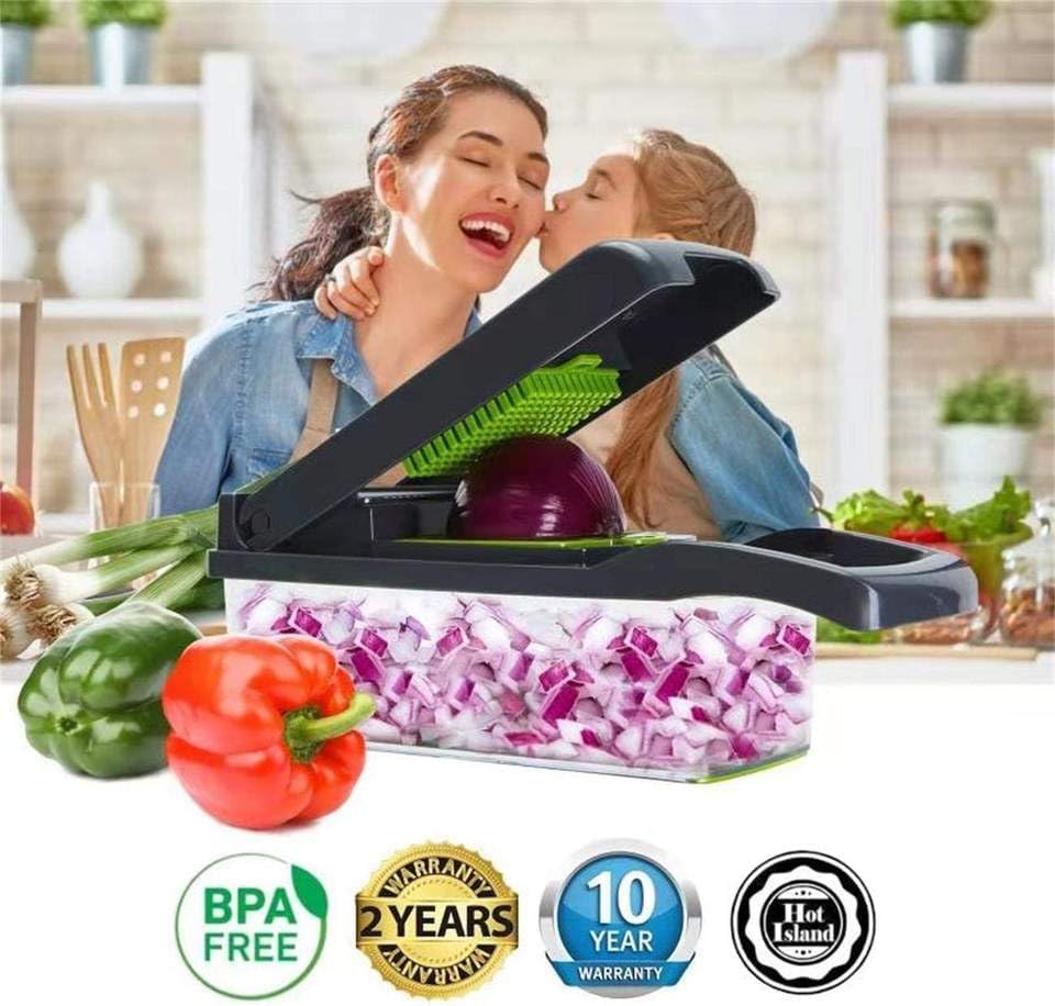 Miniatura 6 de Cocina Multi 12 en 1 Manual Mandolina Frutas Verduras Cortador Cebolla Dicer Vegetal Cortador Vegetal Picador