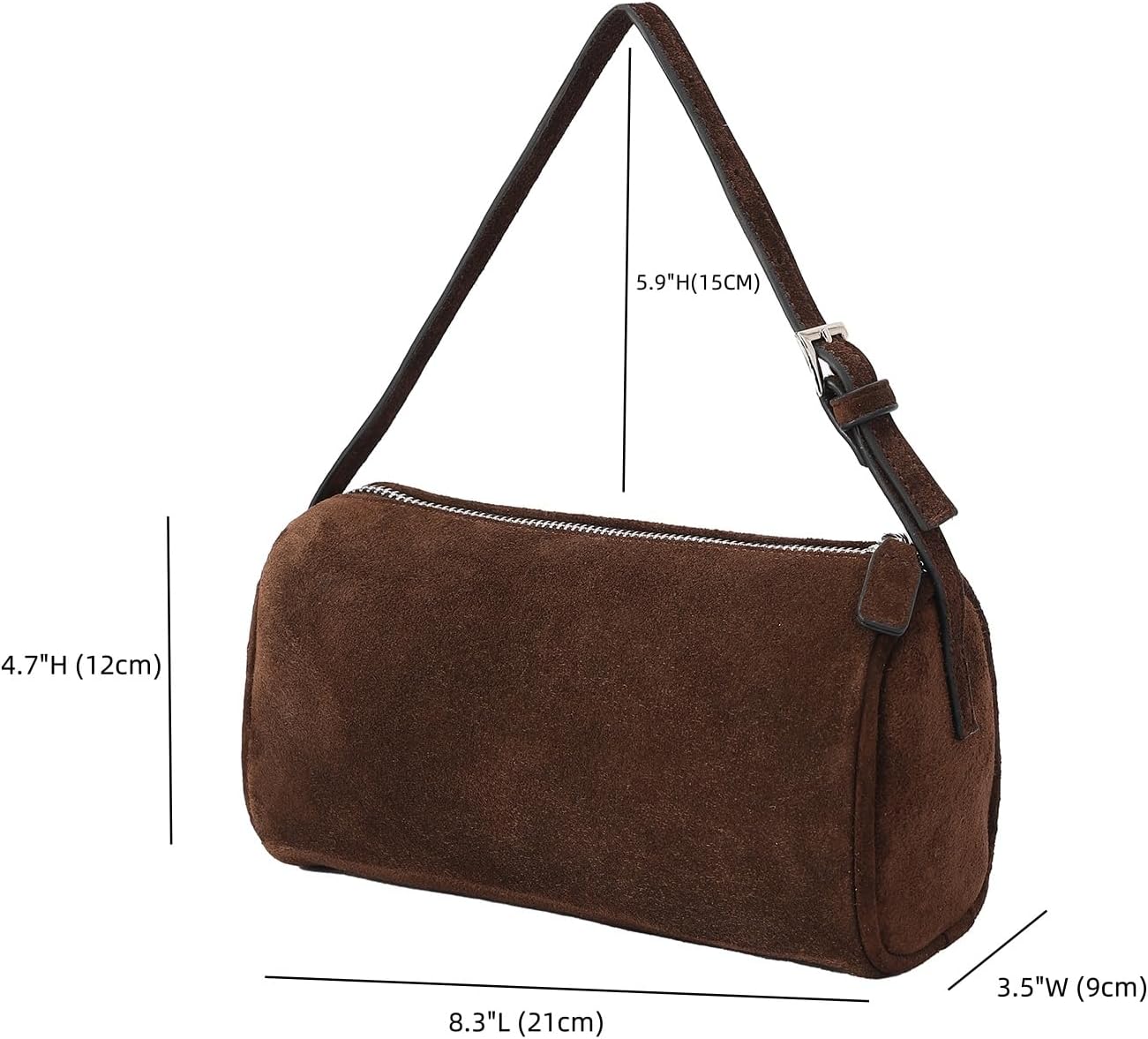 Genuine Leather Barrel Purse Small Handbag Crossbody Bags for Women Hobo bags with Adjustable Strap - Image 3