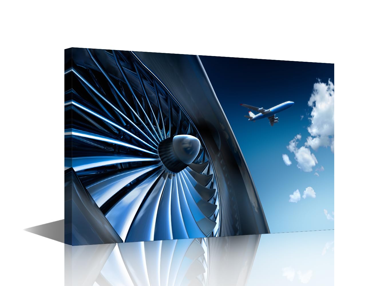 TISHIRON Airplane Turbine Modern Wall Art Cloudy Sky House Decorations for Living Room Aviation Canvas Wall Art Paintings for Bedroom Aircraft Engine Office Decor Artwork Framed Easy to Hang 18x12in โ image 1