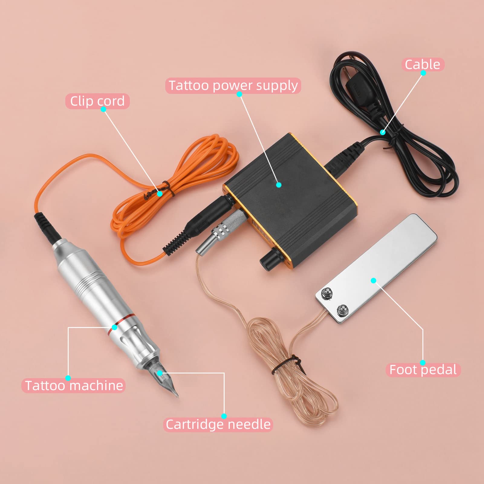 ビギナーセット】タトゥーマシン＋パワーサプライ+フット