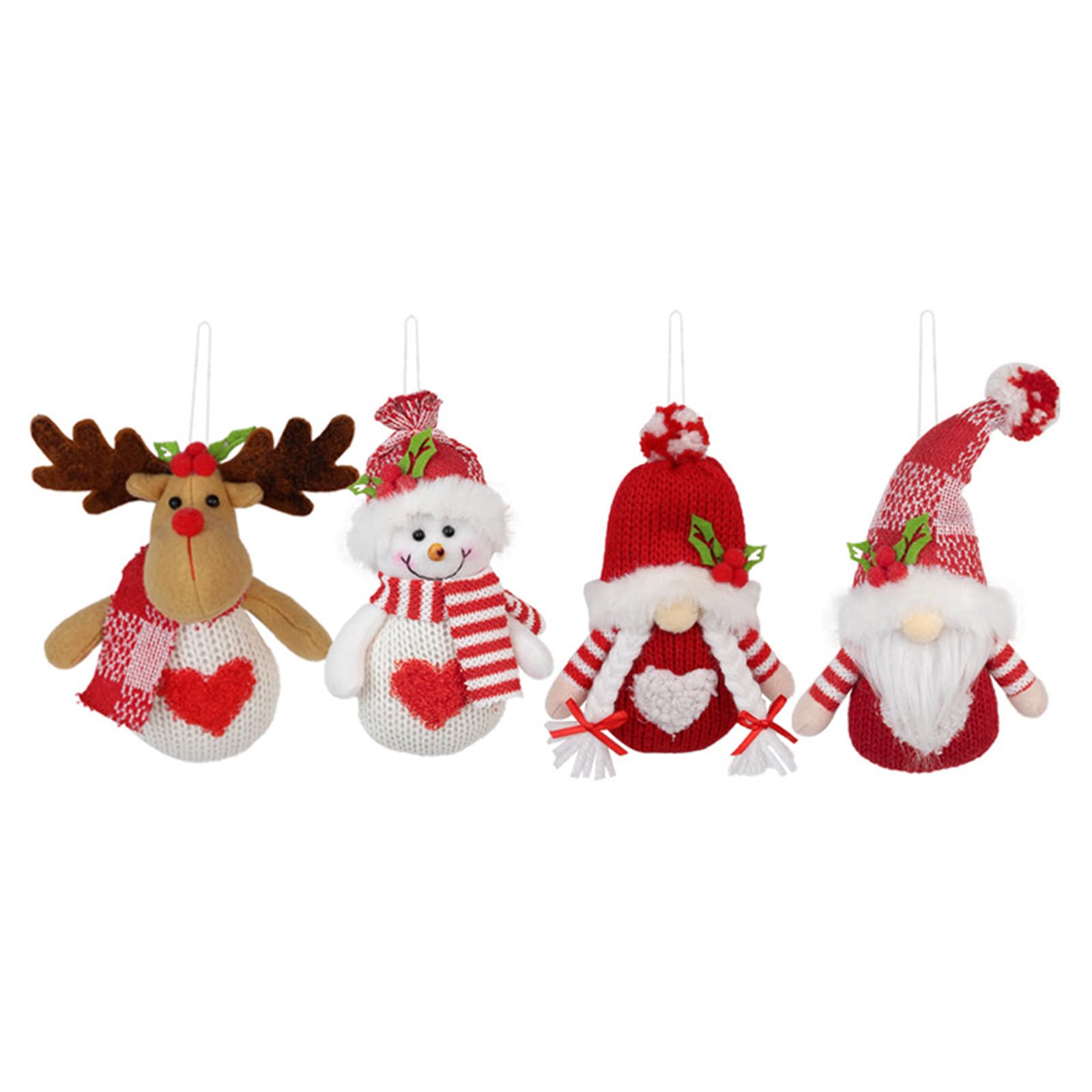 Elnwnnkc 4Pcs Christmas Tree Hangings Creative Santa Snowman Deer Figures Dolls Pendant Polyester Ornament for Window Kids Christmas Ornament