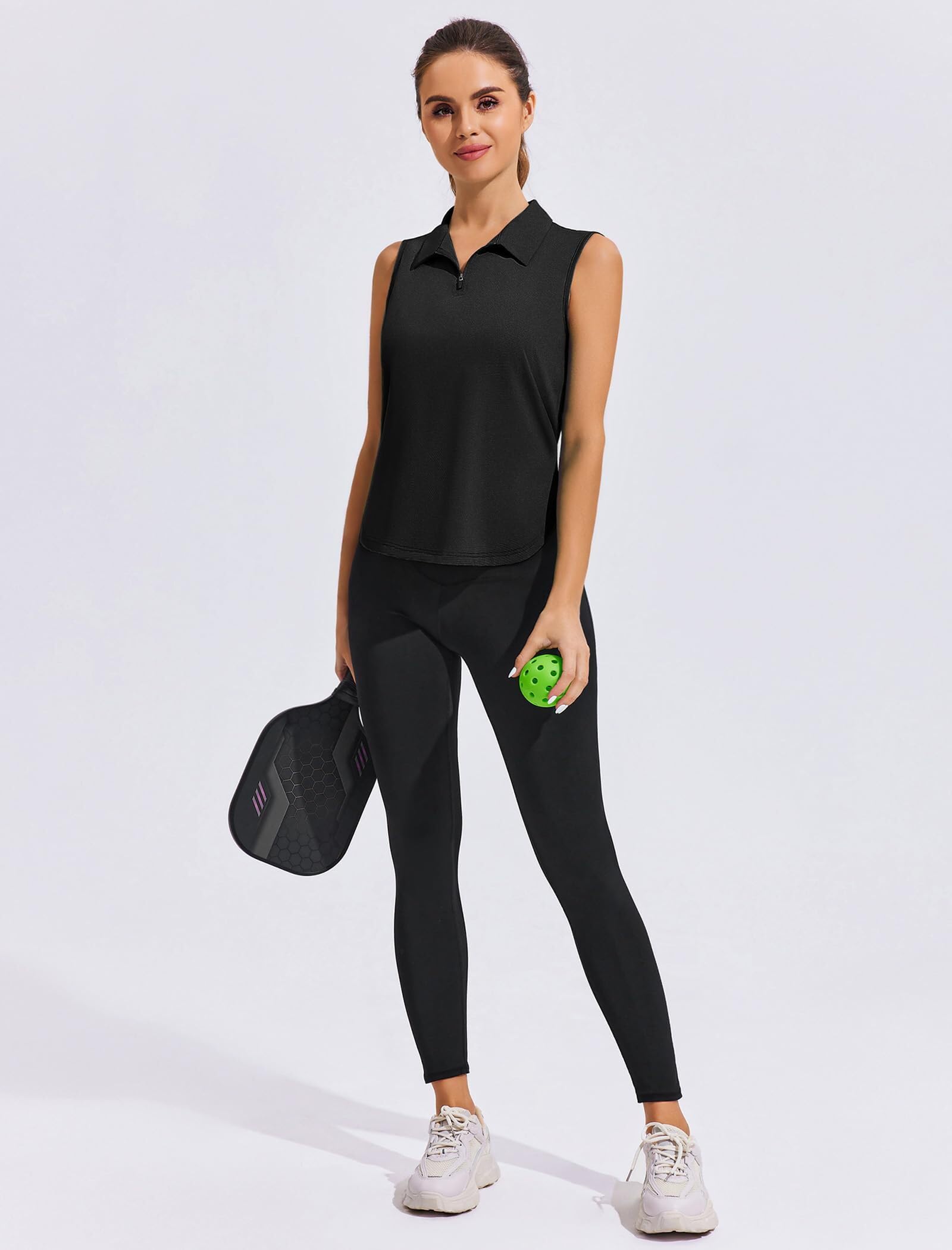 PINSPARK Polo sin Mangas para Mujer, Camiseta Deportiva sin Mangas, protección UV UPF 50+, Camiseta Transpirable de Verano, Golf/Tenis
