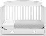 Graco Benton 5-in-1 Lit convertible avec tiroir (blanc) - GREENGUARD Certifié or, tiroir de rangement sous-cribe, converti en lit pour tout-petit, lit de jour et lit complet