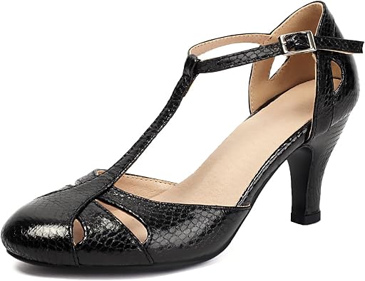 Womens Mary Jane Close Round Toe 1940 Vintage 1950s Heels Retro 1920s Victorian Pumps 1930s T-Strap Shoes
