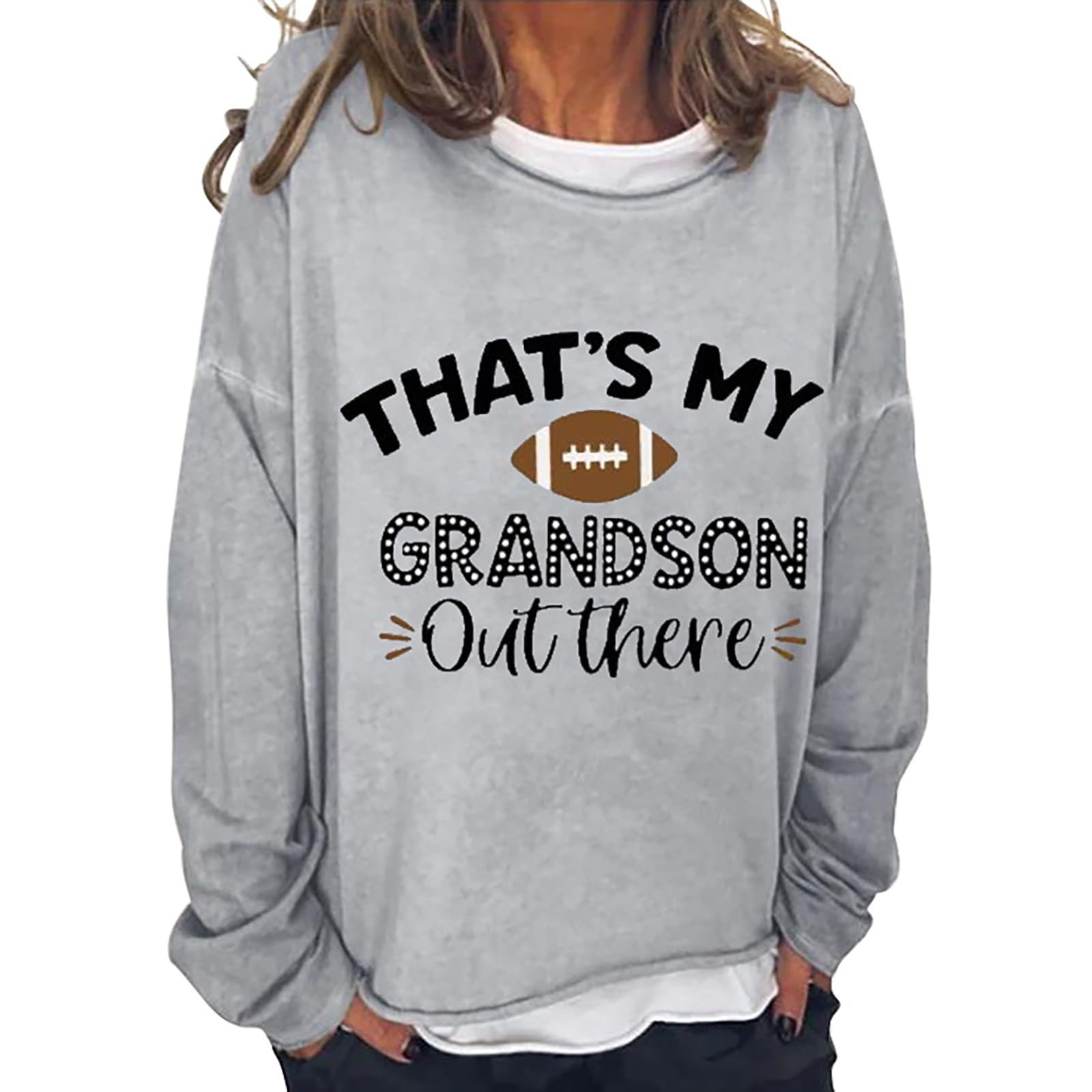 Oversized Sweatshirt For Women Football Print Game Day Pullover 2023 Trendy Long Sleeeve Roundneck Sport Shirts