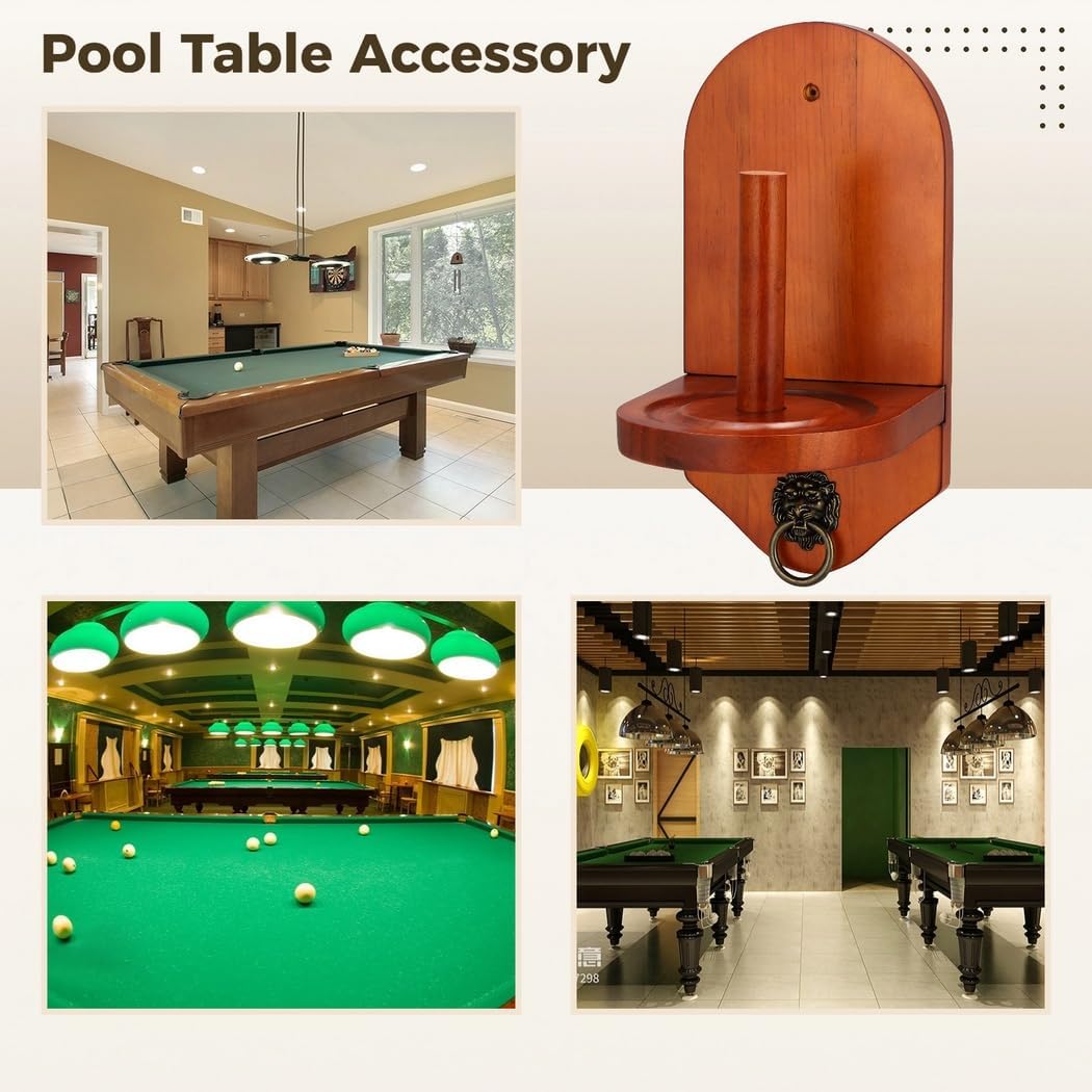 Pool Table Accessory with Screw Hardware, Modern Designed Pool Cone Chalk Holder, Billiard Hand Chalk Holder, Elegant Lion-Shaped Ring Wooden Wall Mounted Cone Chalk Holder