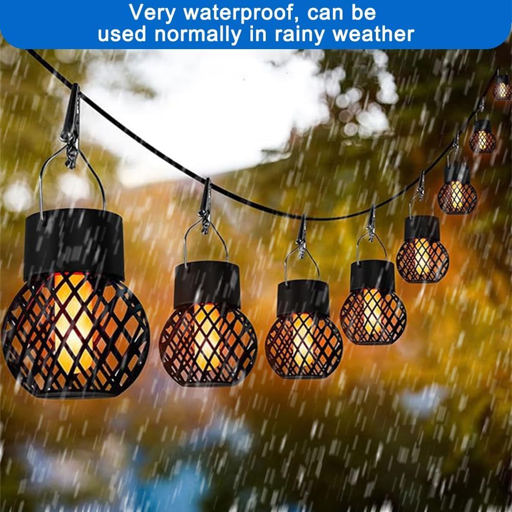 8 Piezas Luces solares colgantes,Luces solares impermeables IP65,Lmpermeable Farolillos Solares,Lamparas Solares Exterior Jardin para Acampar, Jardín, Terraza, Porch