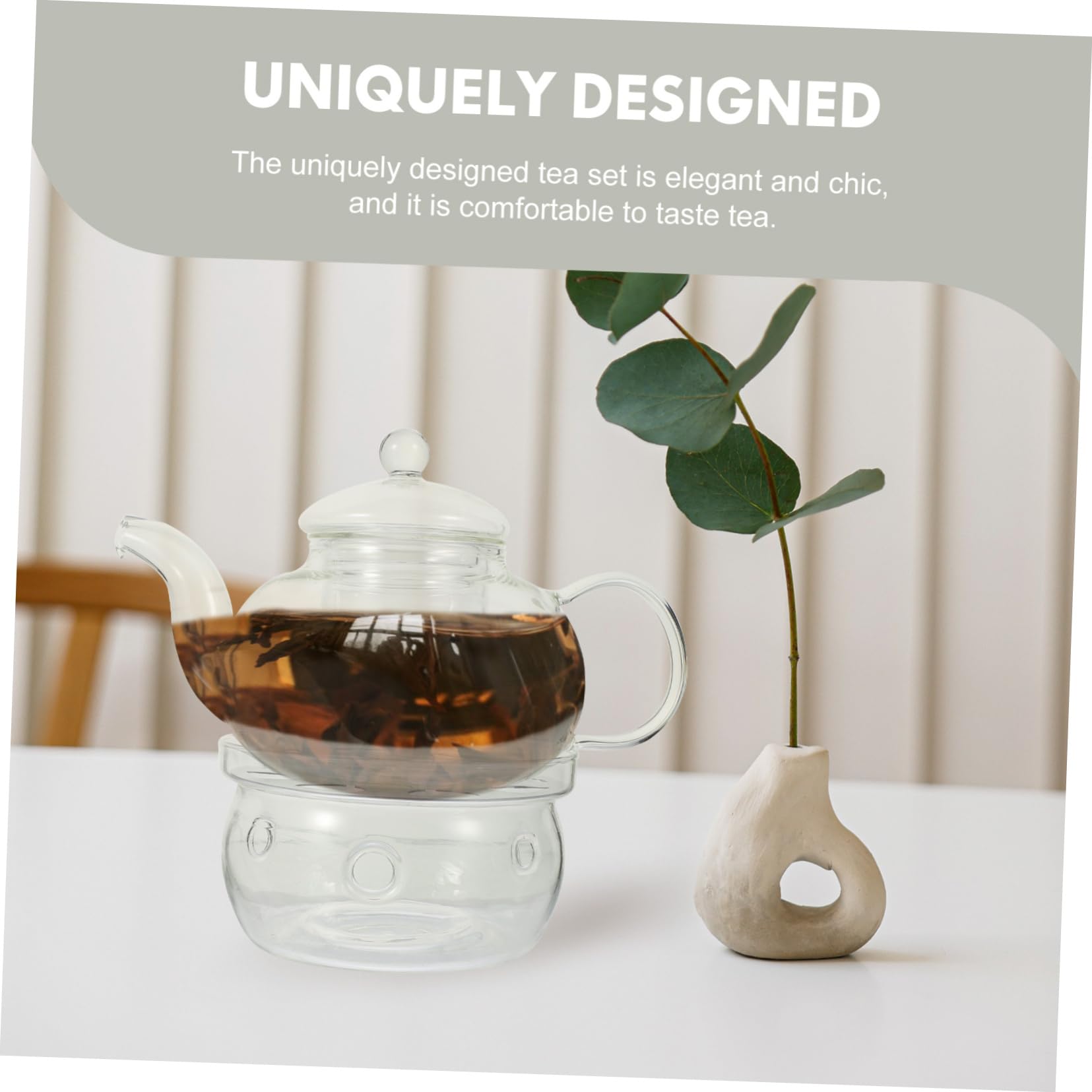 ULTECHNOVO Hitzebeständiges Teeservice aus Glas mit Teekanne Tasse und Kerzenhalter Anti Scalding Funktion Elegantes Design für Chinesische Kung Fu Tee Zeremonien