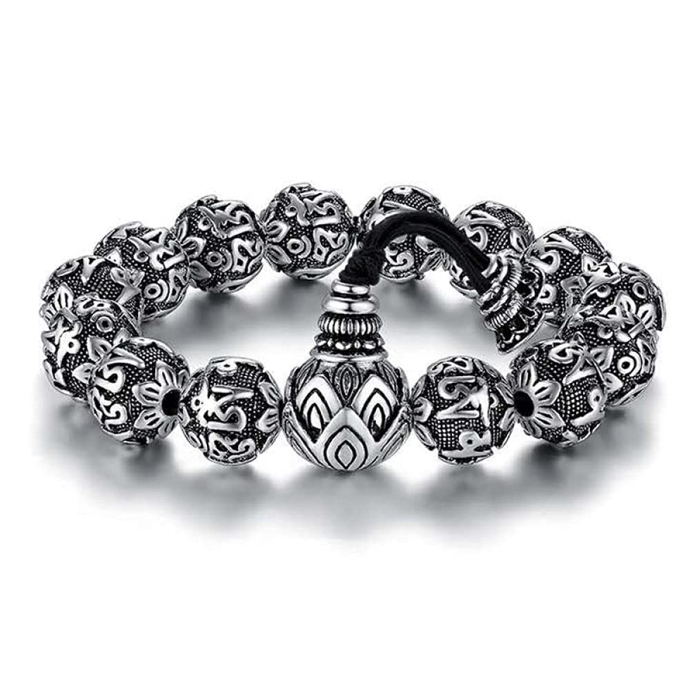 Braccialetti a catena con polsino in argento sterling moda, Bracciale in argento sterling 925 da donna Bracciale Feng Shui con bracciale con amuleto intagliato a mano Gioielli in argento sterling Rega