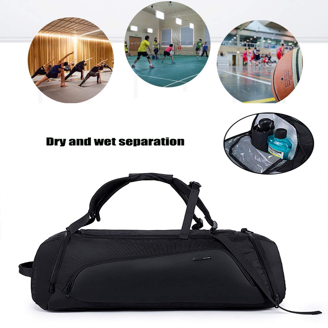 JTIAN Borsone Palestra Borsa Sportiva con Scomparto per Scarpe Borsa da Viaggio Duffel Bag Uomo Tote Grande Impermeable 40L, Portatile E Doppio Uso Spalla-spalla, Essenziale Per I Viaggi
